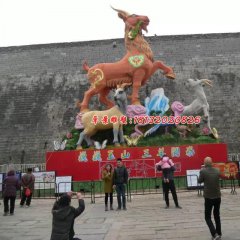 玻璃鋼三羊開(kāi)泰雕塑，玻璃鋼羊雕塑