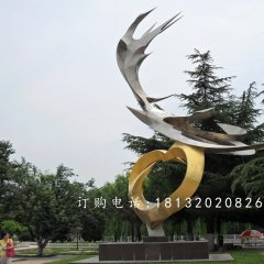 鳳凰展翅不銹鋼雕塑，公園景觀雕塑