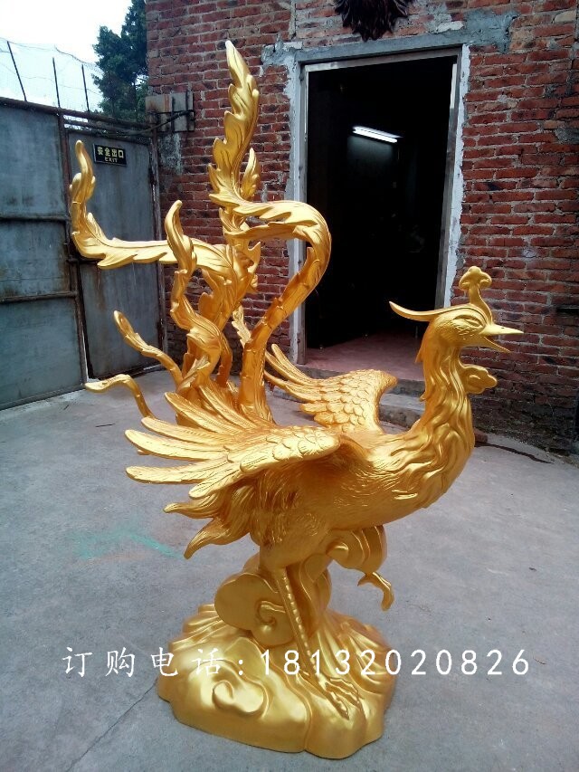 玻璃鋼鳳凰，玻璃鋼仿銅動物