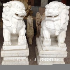 小獅子石雕，漢白玉獅子雕塑