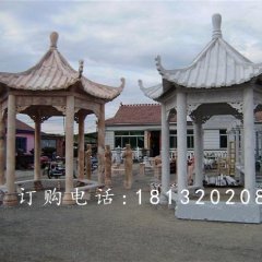 六角涼亭石雕，公園石雕涼亭