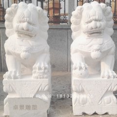 漢白玉獅子石雕，門口獅子石雕