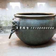 水缸銅雕，仿古銅水缸