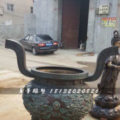 香爐雕塑，寺廟三足銅香爐