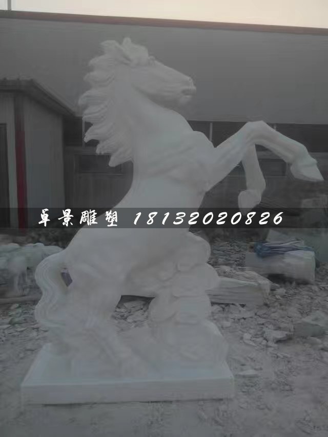 馬踏祥云石雕，漢白玉石雕馬 (3)