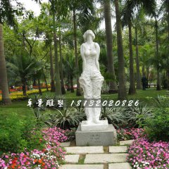 清風(fēng)石雕，公園少女石雕