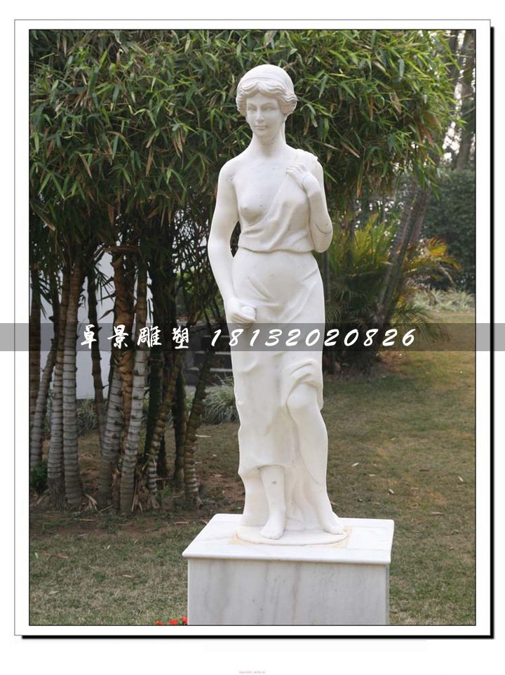 漢白玉美女石雕，公園人物雕塑