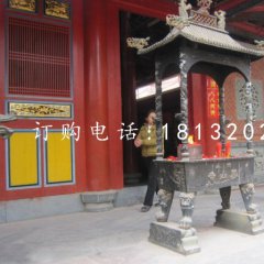 銅雕香爐，寺廟方形香爐銅雕