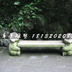 小猴造型長椅石雕，公園石椅子