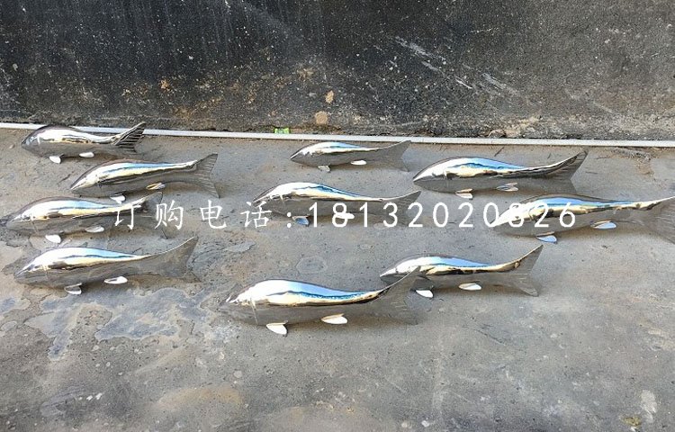 小魚雕塑，不銹鋼動物雕塑 (3)