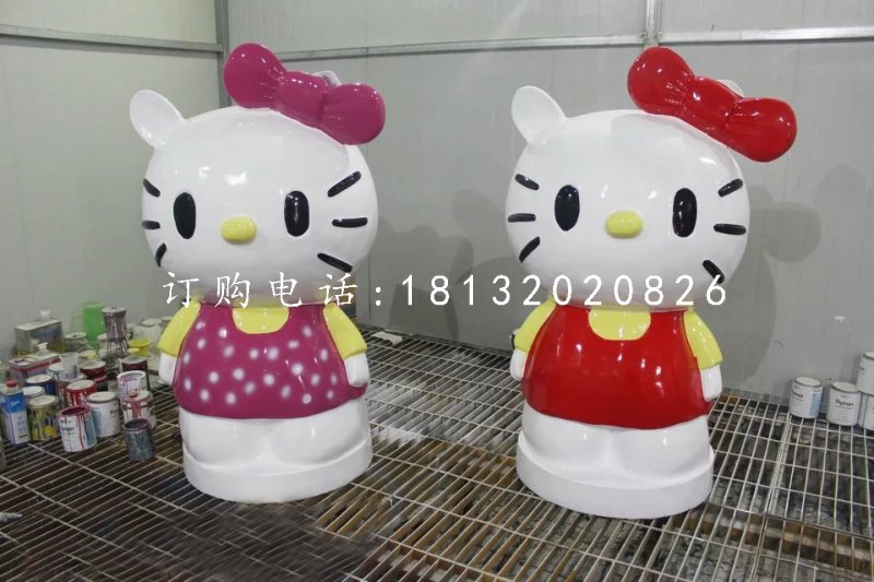 玻璃鋼hello kitty雕塑，卡通雕塑