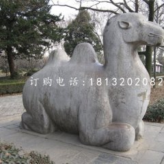 臥著的駱駝雕塑，公園動(dòng)物石雕