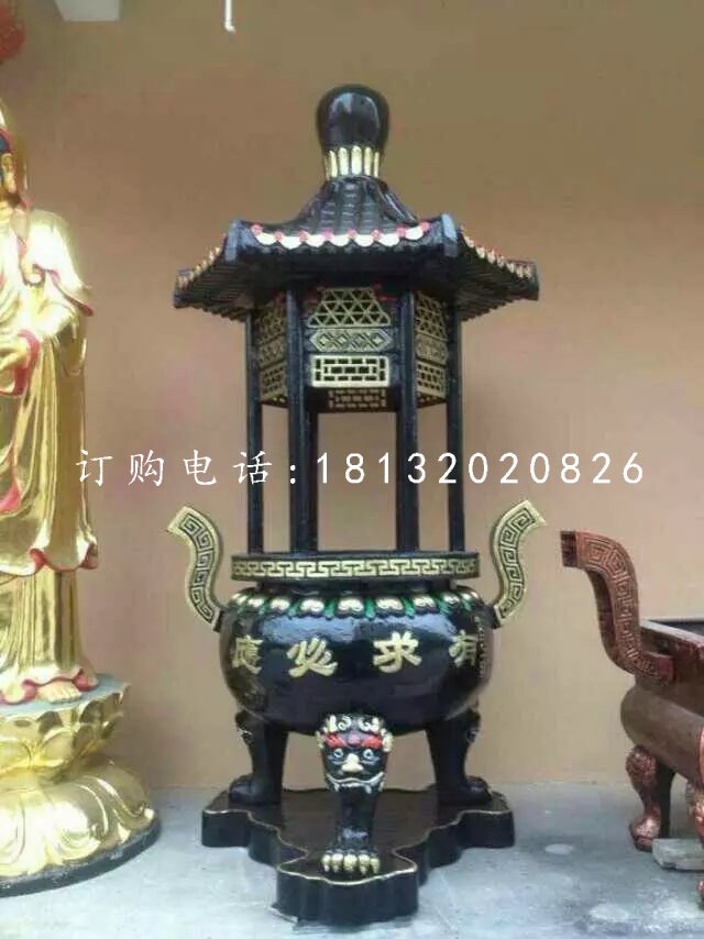 有求必應(yīng)香爐雕塑，寺廟銅香爐