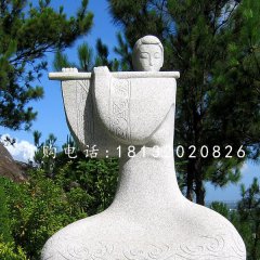 吹笛子雕塑，抽象古代美女石雕