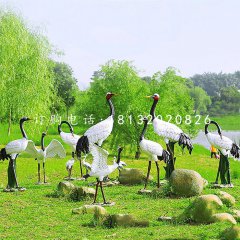 玻璃鋼丹頂鶴，仿真動物雕塑，公園景觀雕塑