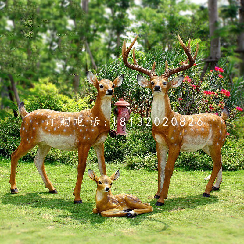 仿真梅花鹿雕塑，玻璃鋼仿真動物，公園動物雕塑 (6)