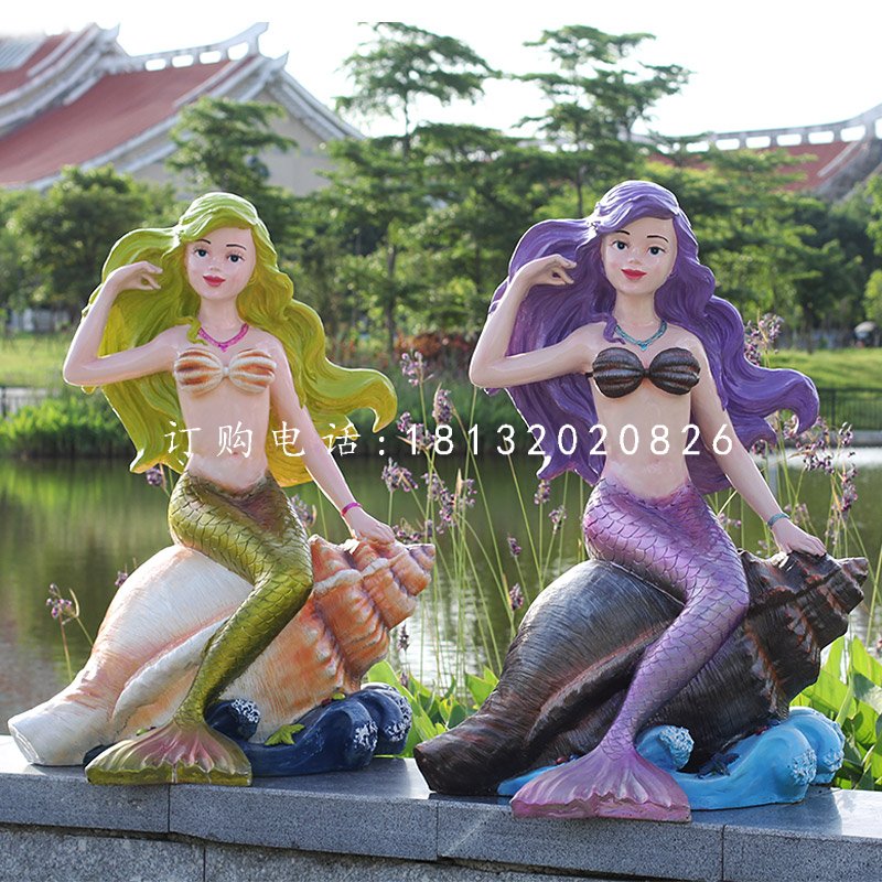 玻璃鋼卡通小美人魚 公園卡通人物雕塑