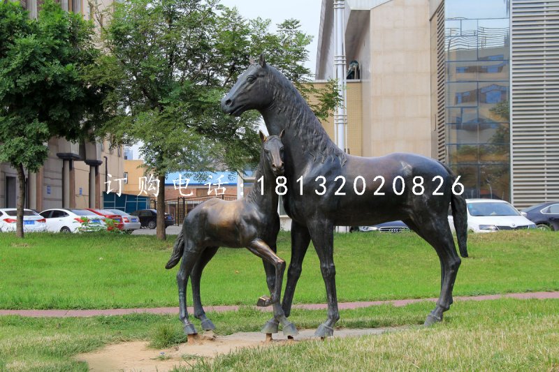 母子馬銅雕 公園銅雕動物