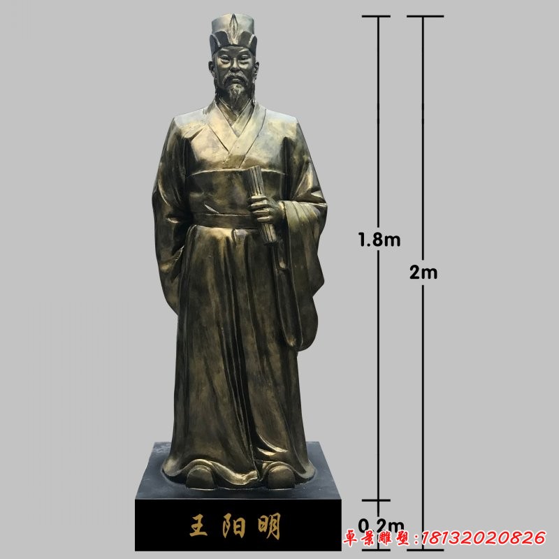 古代名人王陽明銅雕