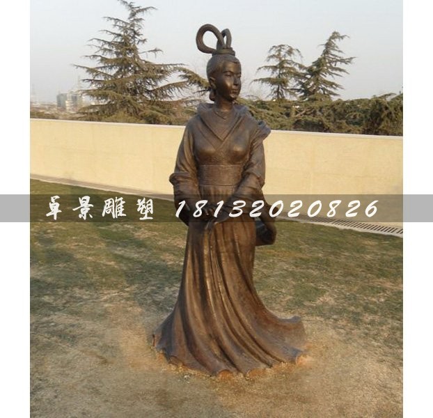 古代美女銅雕，廣場古人雕塑