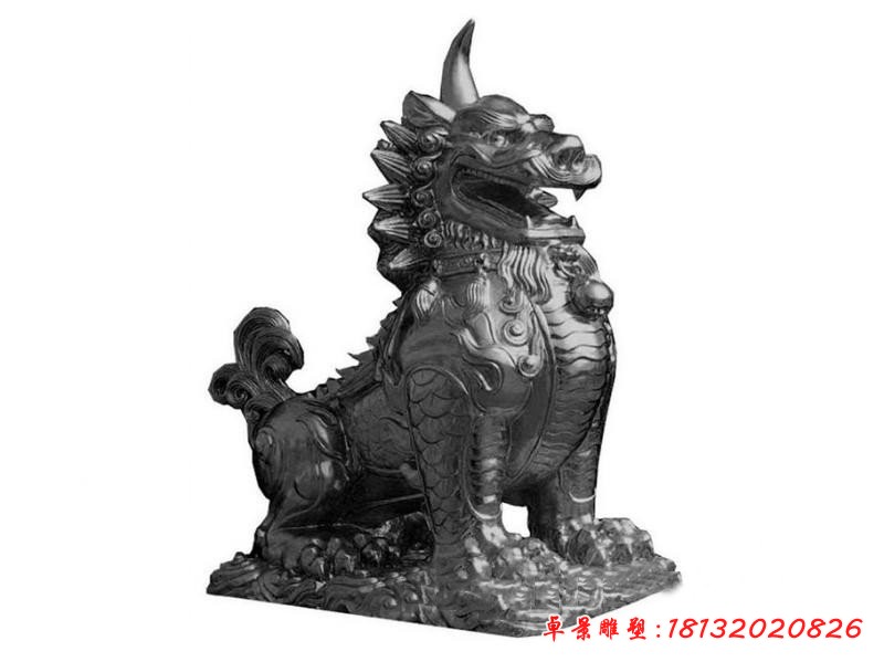 銅雕獨(dú)角獸獬豸