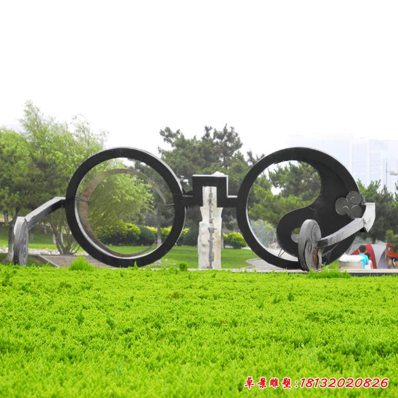 不銹鋼眼鏡雕塑，公園景觀雕塑