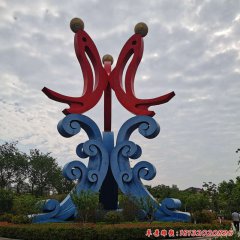 廣場(chǎng)不銹鋼海浪鯉魚雕塑